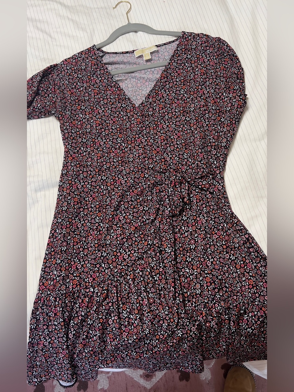 Michael Kors Black Floral Wrap Dress